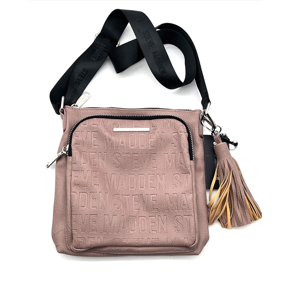 Steve Madden BGLAMM Crossbody Bag Mauve Embossed Logo Tassel NWT